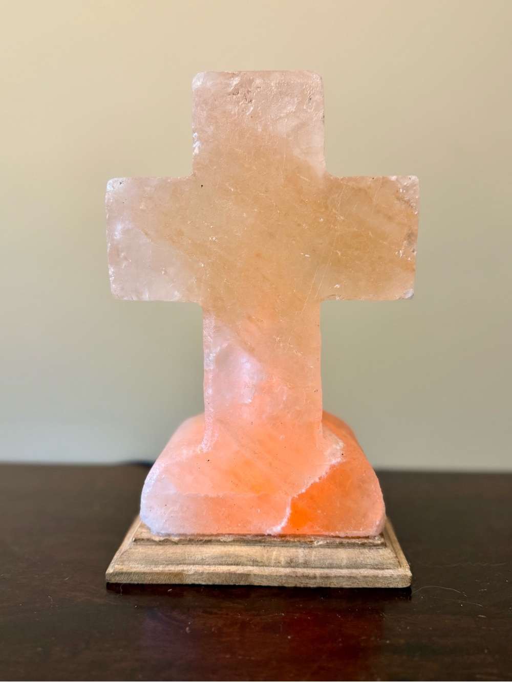 Beautiful Himalayan salt stone cross lamp